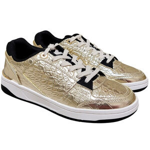 Michael Michael Kors Women Rebel Lace Up Low Top Sneakers Size US 6.5M Pale Gold